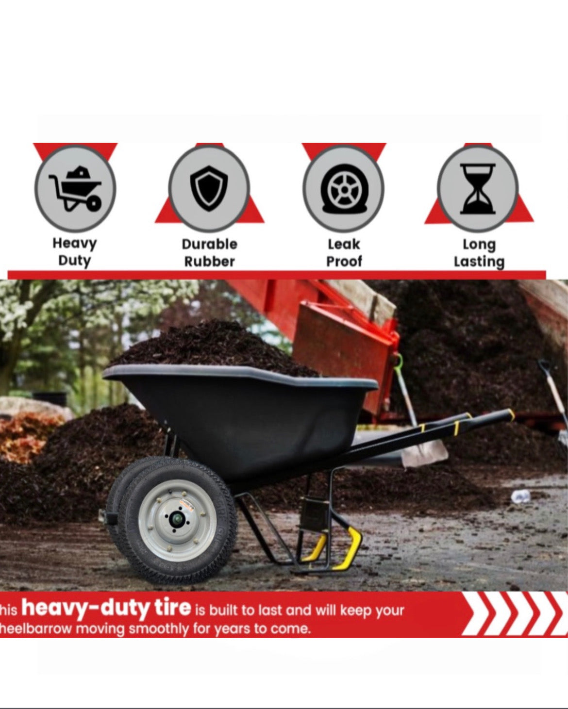 Classic wheels heavy duty WheelBarrow tire with disc (Hub) type 3.50-8, 8 ply rating durable rubber, leak proof, and long lasting ideal for wheelbarrow and trolley (1No)