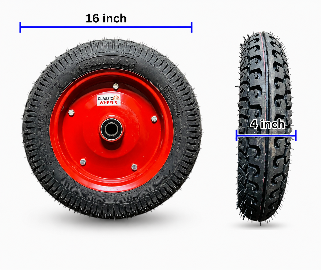 Classic wheels heavy duty WheelBarrow tire with Heavydisc 3.50-10, 8 ply rating durable rubber, leak proof, and long lasting ideal for wheelbarrow and trolley (1No)