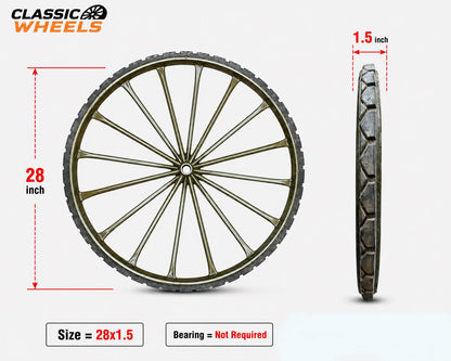 Heavy Duty 28/1.5 Solid Rubber Spoked Wheel | Nagar Nigam Rickshaw Theli & Wheelbarrow Wheel