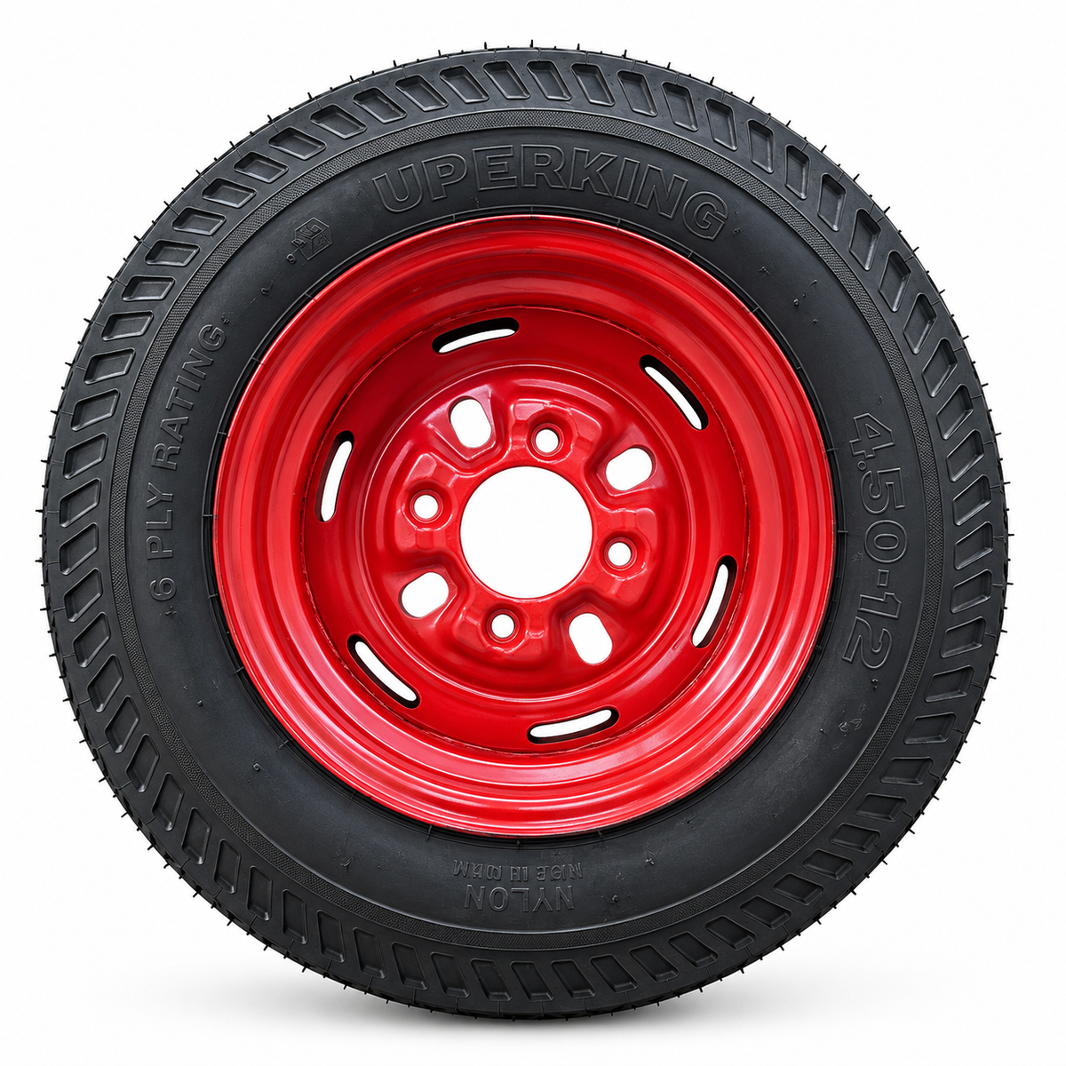 4.50-12 Tyre Wheel Assembly for Concrete Mixer Machine | 6 Ply Nylon Tyre with Steel Rim