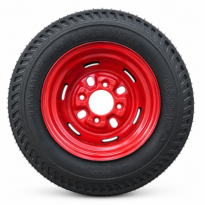 4.50-12 Tyre Wheel Assembly for Concrete Mixer Machine | 6 Ply Nylon Tyre with Steel Rim
