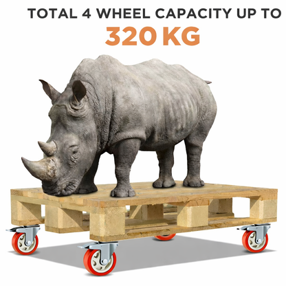 CLASSIC WHEELS 3 inch Casters Wheels, Heavy Duty Casters Set of 4, No Noise Industrial Casters Load 320kg with Brake, Swivel Industrial Plate Casters, Wheels for Cart Furniture(2 Hardware Kits)