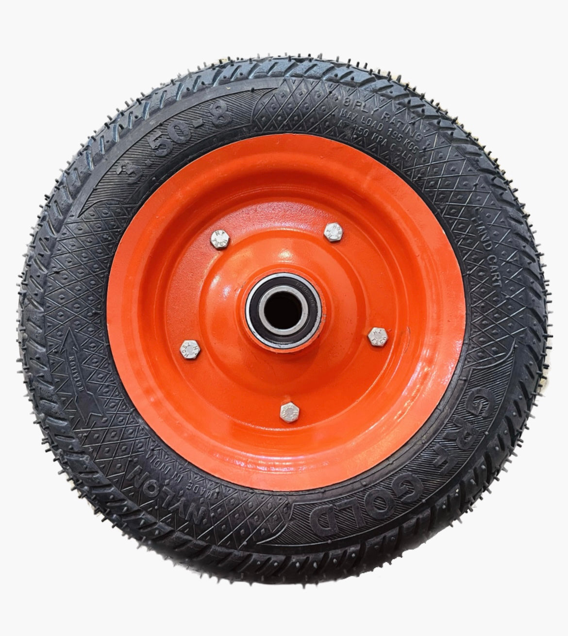 Classic wheels heavy duty WheelBarrow tire with disc 3.50-8, 8 ply rating durable rubber, leak proof, and long lasting ideal for wheelbarrow and trolley (1No)
