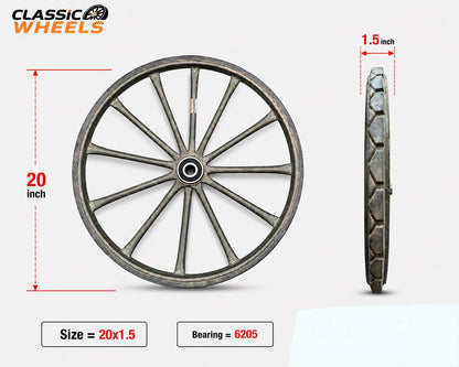 Heavy Duty 2.50-16 Solid Rubber Spoked Wheel | Nagar Nigam Rickshaw Theli & Wheelbarrow Wheel