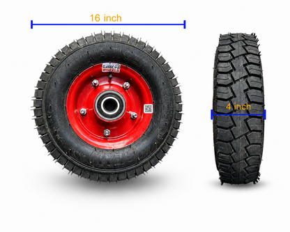 Classic wheels 4.00-8 heavy duty use for harrow & heavy WheelBarrow wheel/Heavy platform Trolley wheel with heavy bearing (6307), 8 ply rating durable rubber, leak proof, and long lasting ideal for Harrow /wheelbarrow and Platform trolley (1No)