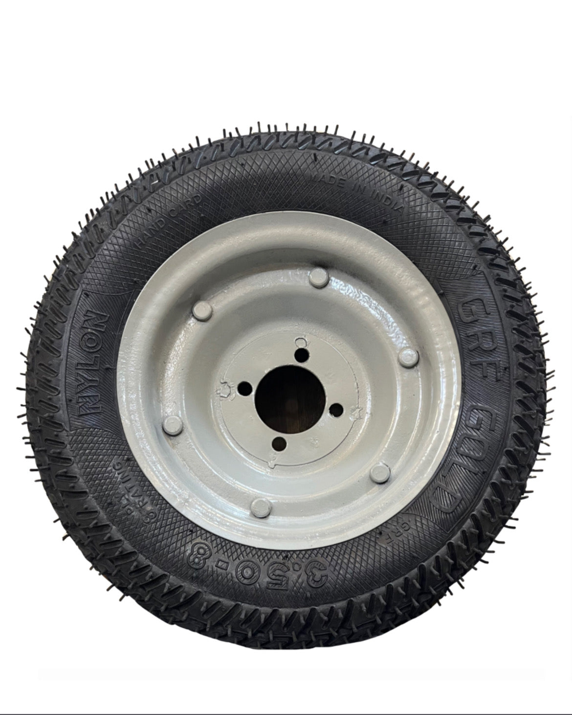 Classic wheels heavy duty WheelBarrow tire with disc (Hub) type  3.50-8, 8 ply rating durable rubber, leak proof, and long lasting ideal for wheelbarrow and trolley (1No)