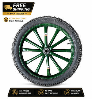 Heavy Duty 2.75-18 Pipe Spoked Wheel with Rubber Tyre | Multipurpose Wheel for Motorised Cart, & ,  Food Cart, Ice Cream Tricycle & Trolley