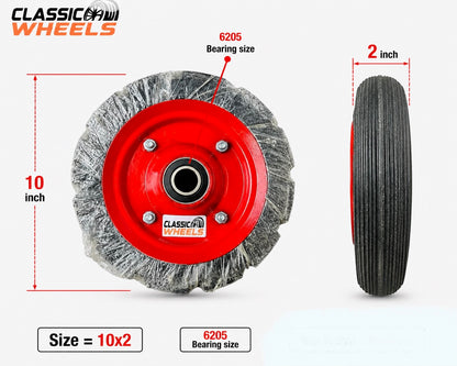10×2 (Tractor Guddi) Solid Rubber Wheel with 6205 Bearing / Tubeless | Cylinder Trolley, Hand Trolley & Utility Cart Use