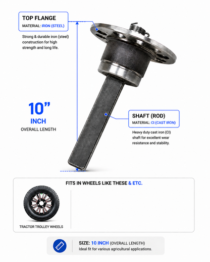 Heavy Duty 10 inch Food Cart wheel  Shaft  (Hub) type Shaft | Trolley & Cart Axle Rod