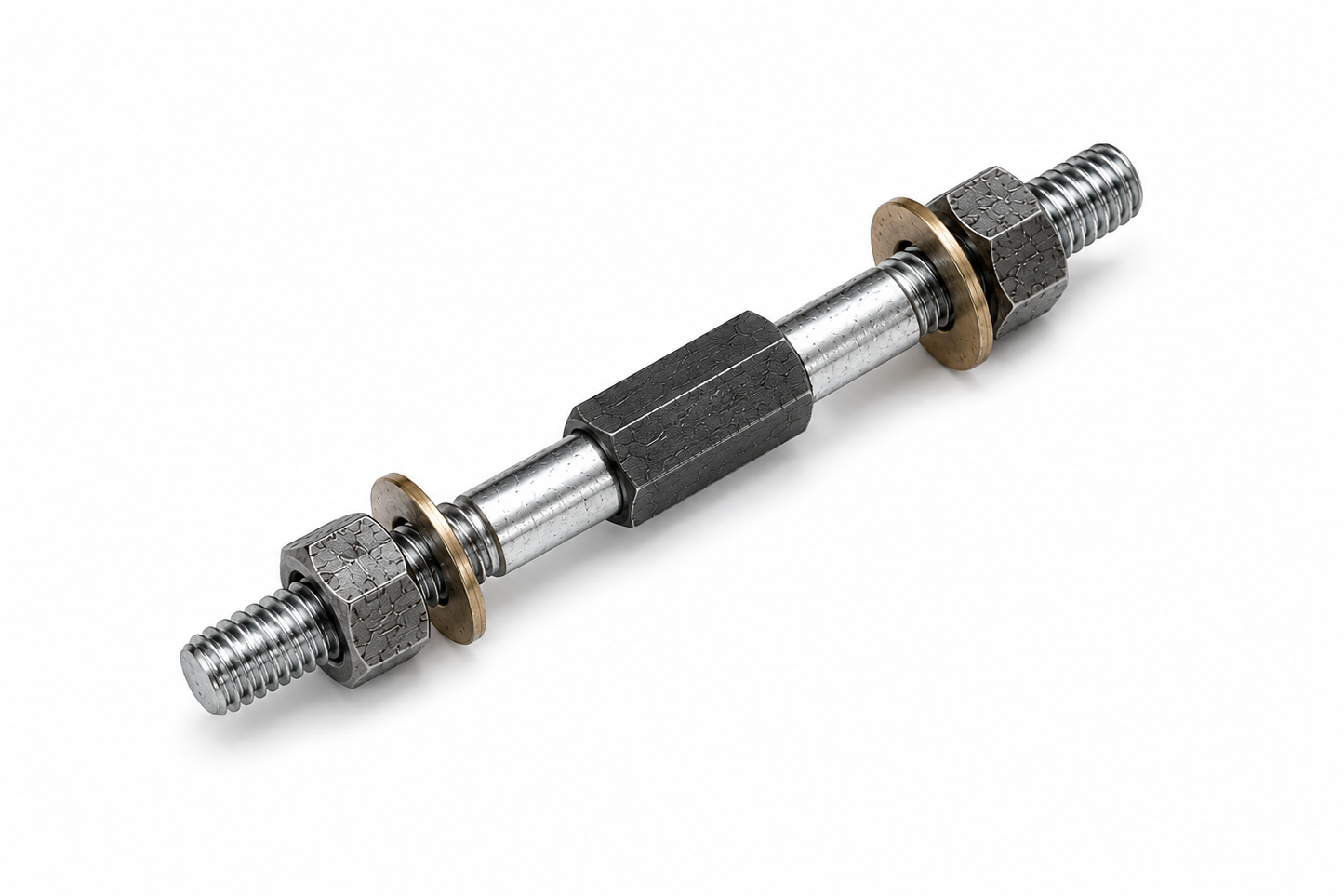 Heavy Duty 8 inch  Wheelbarrow Shaft with Double Side Nut | Trolley & Cart Axle Rod
