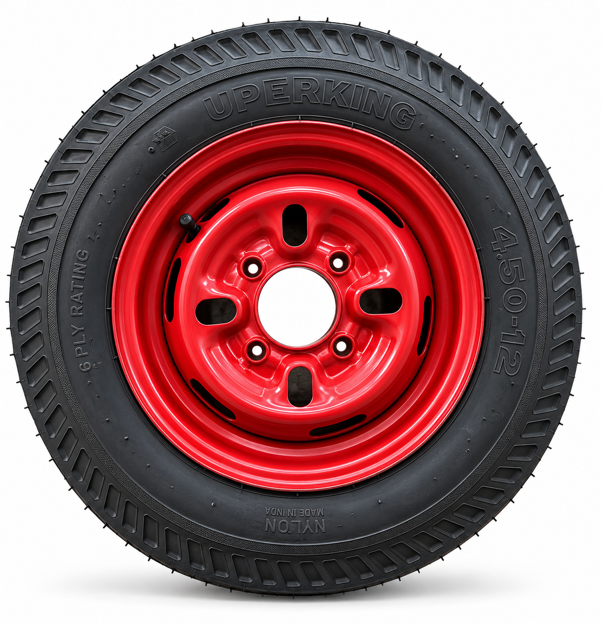 4.50-12 Tyre Wheel Assembly for Concrete Mixer Machine | 6 Ply Nylon Tyre with Steel Rim