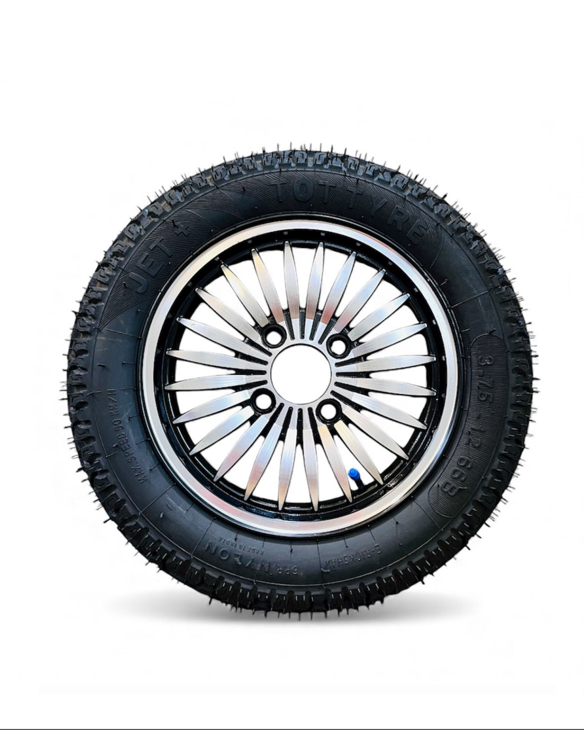 Heavy Duty Alloy Wheel with Rubber Tyre | Food Cart, E-Rickshaw & Multi-Purpose Trolley Wheel