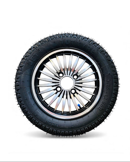 Heavy Duty Alloy Wheel with Rubber Tyre | Food Cart, E-Rickshaw & Multi-Purpose Trolley Wheel