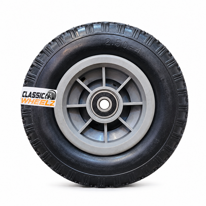 Classic Wheelz 2.50-4 Heavy Duty Hand Cart Wheel with 6003 Bearing | 8 Inch Trolley Wheel | Heavy Duty Plastic Rim | 17mm Bore | For Hand Cart, Cylinder & Compressor Trolley