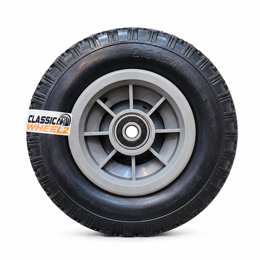 Classic Wheelz 2.50-4 Heavy Duty Hand Cart Wheel with 6003 Bearing | 8 Inch Trolley Wheel | Heavy Duty Plastic Rim | 17mm Bore | For Hand Cart, Cylinder & Compressor Trolley