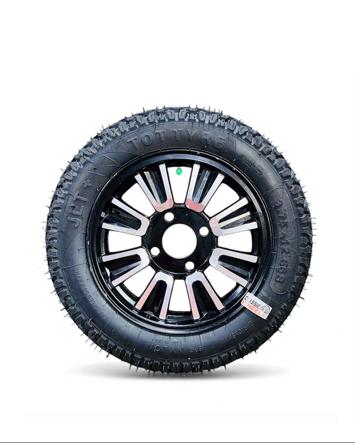 Heavy Duty Alloy Wheel with Rubber Tyre | Food Cart, E-Rickshaw & Multi-Purpose Trolley Wheel