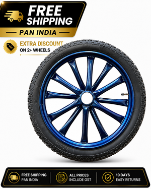 Heavy Duty Pipe Spoked Wheel with Rubber Tyre and 6205 Bearing  | Multi-Purpose Cart Wheel for Food Cart, Wheelbarrow, Ice Cream Tricycle & Trolley