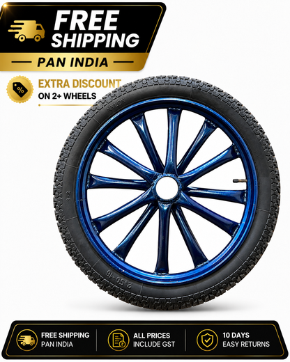 Heavy Duty Pipe Spoked Wheel with Rubber Tyre and 6205 Bearing  | Multi-Purpose Cart Wheel for Food Cart, Wheelbarrow, Ice Cream Tricycle & Trolley