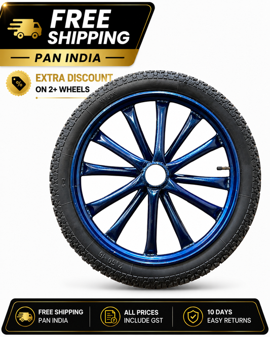 Heavy Duty Pipe Spoked Wheel with Rubber Tyre and 6205 Bearing  | Multi-Purpose Cart Wheel for Food Cart, Wheelbarrow, Ice Cream Tricycle & Trolley
