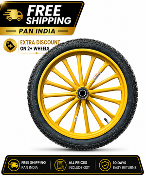 Heavy Duty Pipe Spoked Wheel with Rubber Tyre 2.50-16, and with 6205 bearing  | Multi-Purpose Cart Wheel for Food Cart, Wheelbarrow, Ice Cream Tricycle /Rickshaw wheel& Trolley