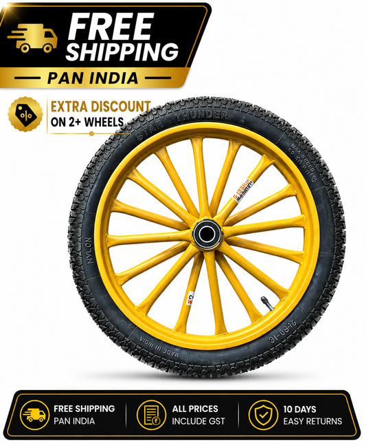 Heavy Duty Pipe Spoked Wheel with Rubber Tyre 2.50-16, and with 6205 bearing  | Multi-Purpose Cart Wheel for Food Cart, Wheelbarrow, Ice Cream Tricycle /Rickshaw wheel& Trolley