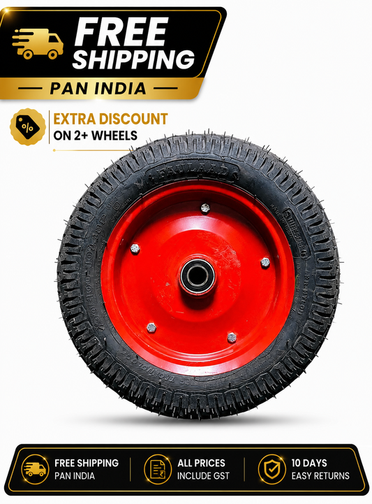 Classic wheels heavy duty WheelBarrow tire with Heavydisc 3.50-10, 8 ply rating durable rubber, leak proof, and long lasting ideal for wheelbarrow and trolley (1No)