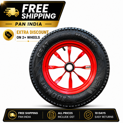Classic wheels heavy duty WheelBarrow tire with (2kg)Heavydisc 3.50-10, 8 ply rating durable rubber, leak proof, and long lasting ideal for wheelbarrow and trolley (1No)