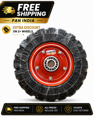 Classic wheels 16x4 Solid rubber wheel /Tubelessheavy use for harrow & heavy WheelBarrow /Heavy platform Trolley wheel with  bearing (6307), 8 ply rating durable rubber, leak proof, and long lasting ideal for Harrow /wheelbarrow and Platform trolley (1No)