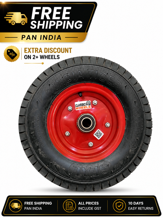 Classic wheels 4.00-8 heavy duty WheelBarrow wheel/Trolley wheel 4.00-8, 8 ply rating durable rubber, leak proof, and long lasting ideal for wheelbarrow and trolley (1No)