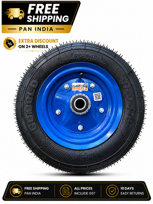 Classic wheels heavy duty WheelBarrow tire with disc 3.50-8, 8 ply rating durable rubber, leak proof, and long lasting ideal for wheelbarrow and trolley (1No)