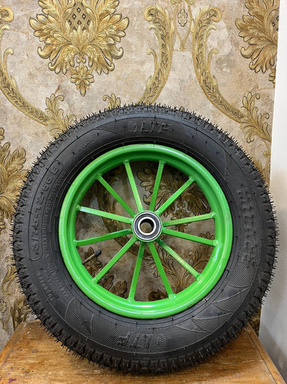 Heavy Duty Spoked Wheel with Rubber Tyre with 6205 Bearing | Food Cart, Hand Trolley & Multi-Purpose Cart Wheel