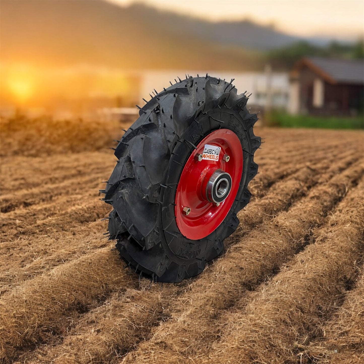 Classic wheels, 3.50-6 WheelBarrow wheel  (Tractor Guddi) Tire with disc, 8 ply rating durable rubber, leak proof, and long lasting ideal for wheelbarrow and trolley (1No)