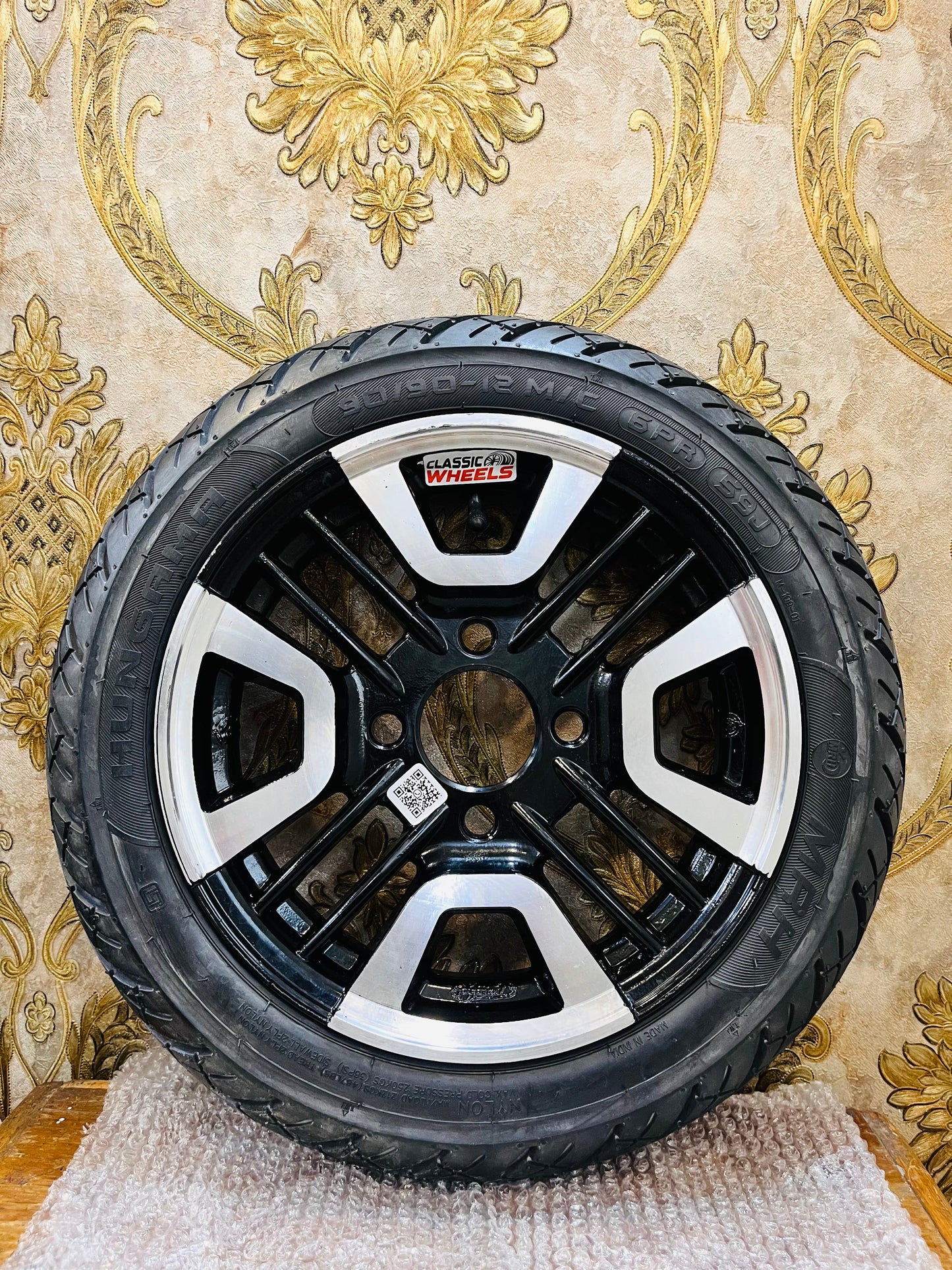 Heavy Duty Alloy Wheel with Rubber Tyre | Food Cart, E-Rickshaw & Multi-Purpose Trolley Wheel
