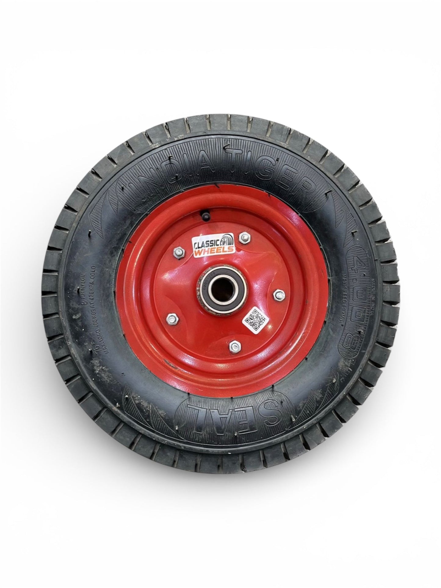 Classic wheels 4.00-8 heavy duty WheelBarrow wheel/Trolley wheel 4.00-8, 8 ply rating durable rubber, leak proof, and long lasting ideal for wheelbarrow and trolley (1No)