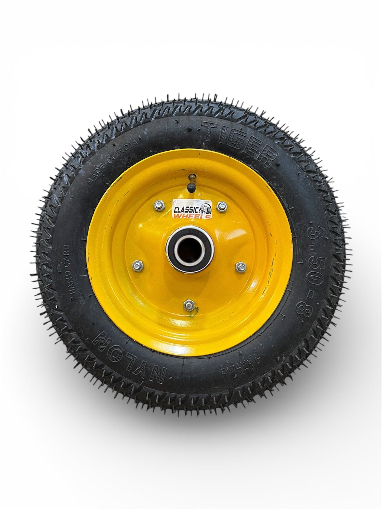Classic wheels heavy duty WheelBarrow tire with heavy-disc(2kg) 3.50-8, 8 ply rating durable rubber, leak proof, and long lasting ideal for wheelbarrow and trolley (1No)