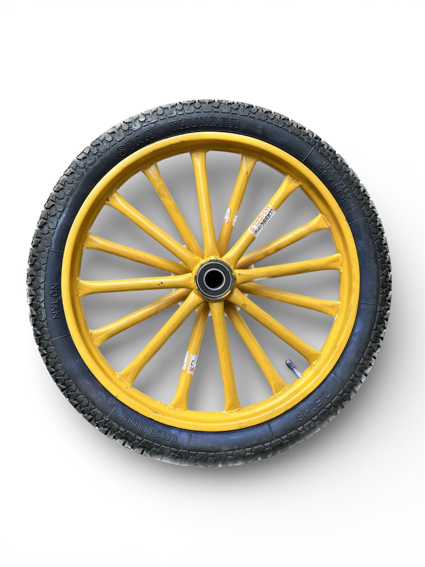 Heavy Duty Pipe Spoked Wheel with Rubber Tyre 2.50-16, and with 6205 bearing  | Multi-Purpose Cart Wheel for Food Cart, Wheelbarrow, Ice Cream Tricycle /Rickshaw wheel& Trolley
