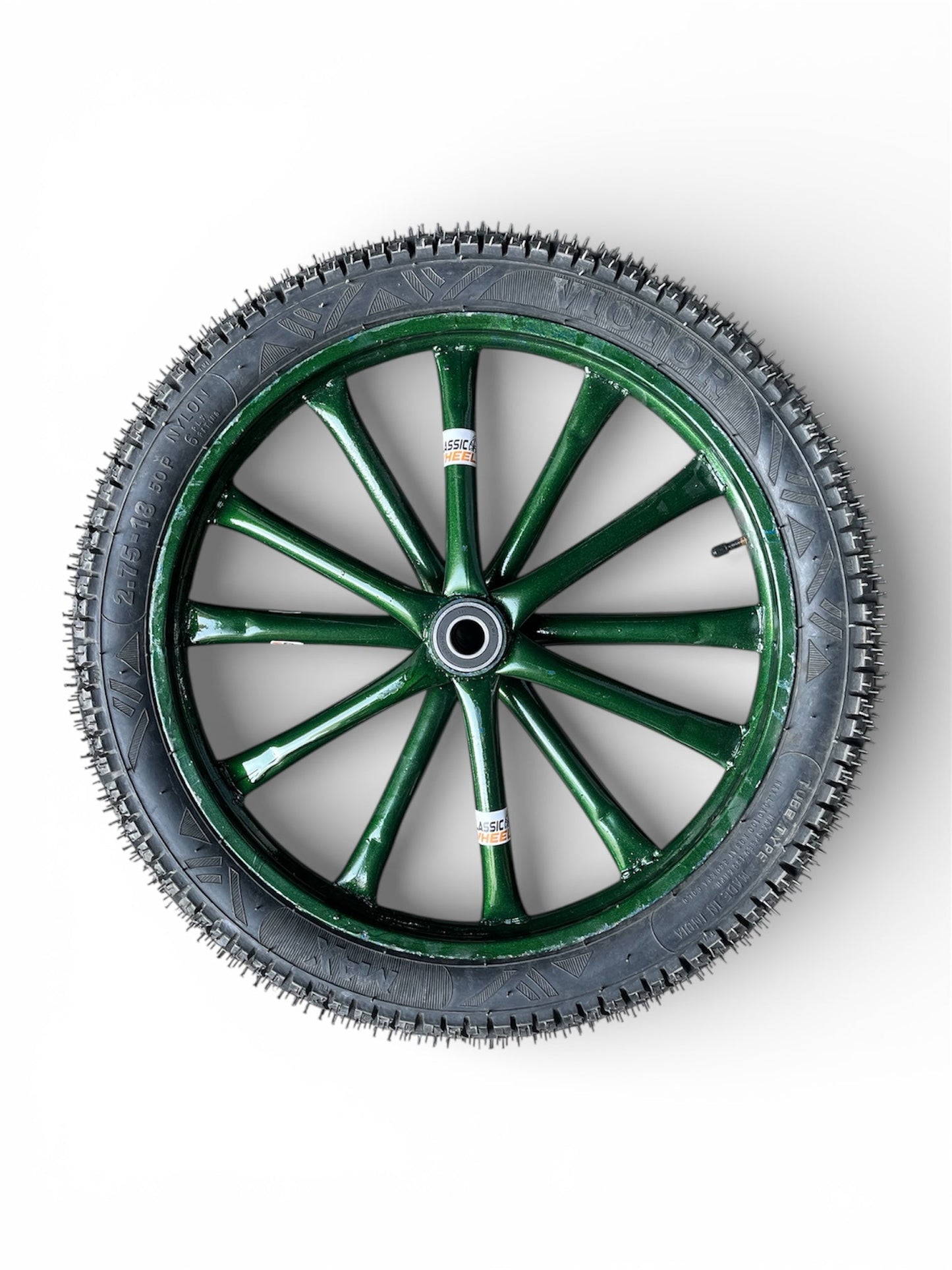 Heavy Duty 2.75-18 Pipe Spoked Wheel with Rubber Tyre | Multipurpose Wheel for Motorised Cart, & ,  Food Cart, Ice Cream Tricycle & Trolley