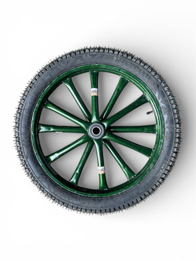 Heavy Duty 2.75-18 Pipe Spoked Wheel with Rubber Tyre | Multipurpose Wheel for Motorised Cart, & ,  Food Cart, Ice Cream Tricycle & Trolley