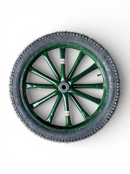 Heavy Duty 2.75-18 Pipe Spoked Wheel with Rubber Tyre | Multipurpose Wheel for Motorised Cart, & ,  Food Cart, Ice Cream Tricycle & Trolley