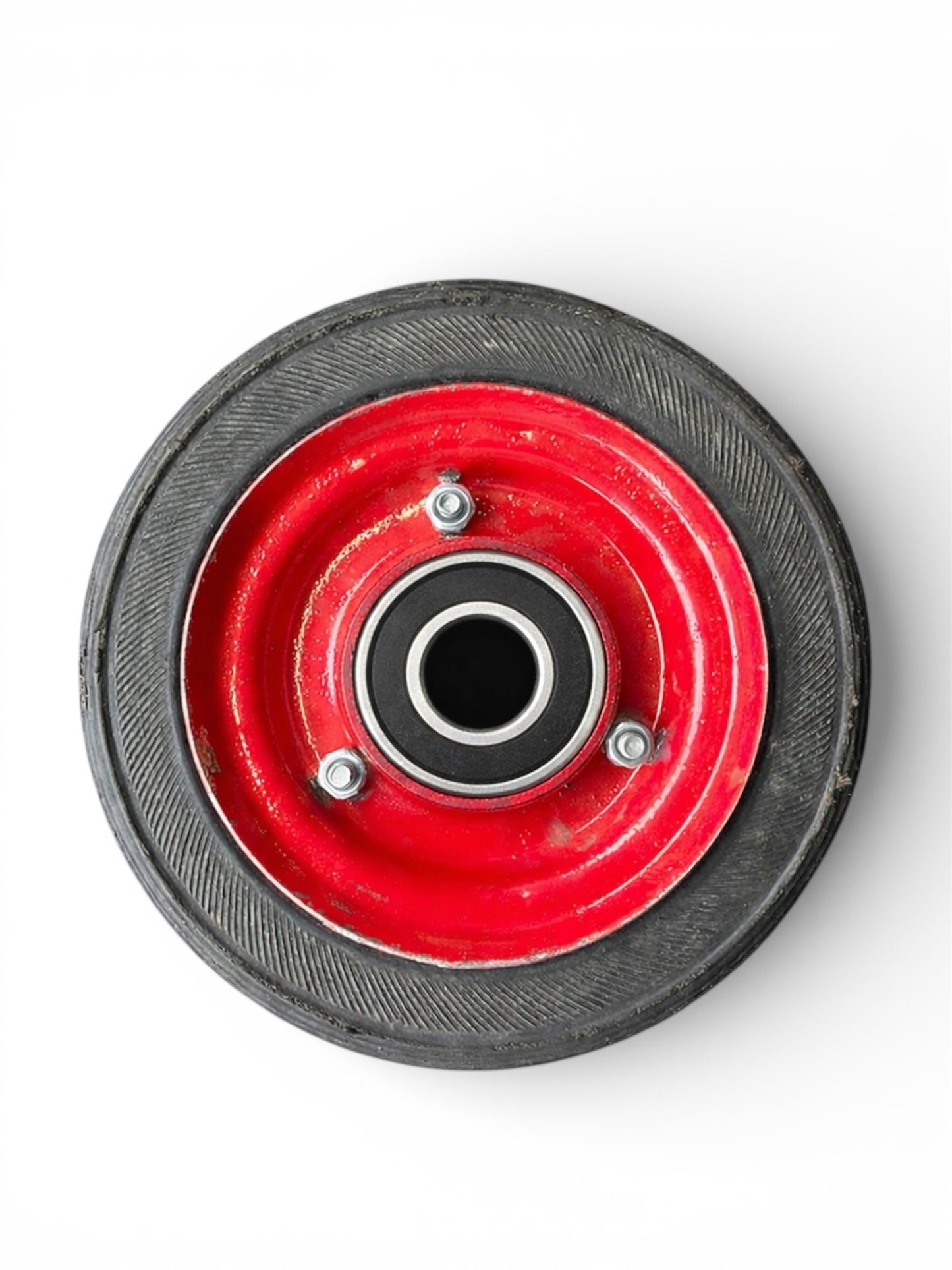 8×2 Plane Solid Rubber Wheel with 6205 Bearing / Tubeless | Cylinder Trolley, Hand Trolley & Utility Cart Use