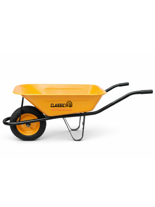 CLASSIC WHEELS Heavy Duty Wheelbarrow – Sturdy Construction for Gardening, Construction, and Landscaping