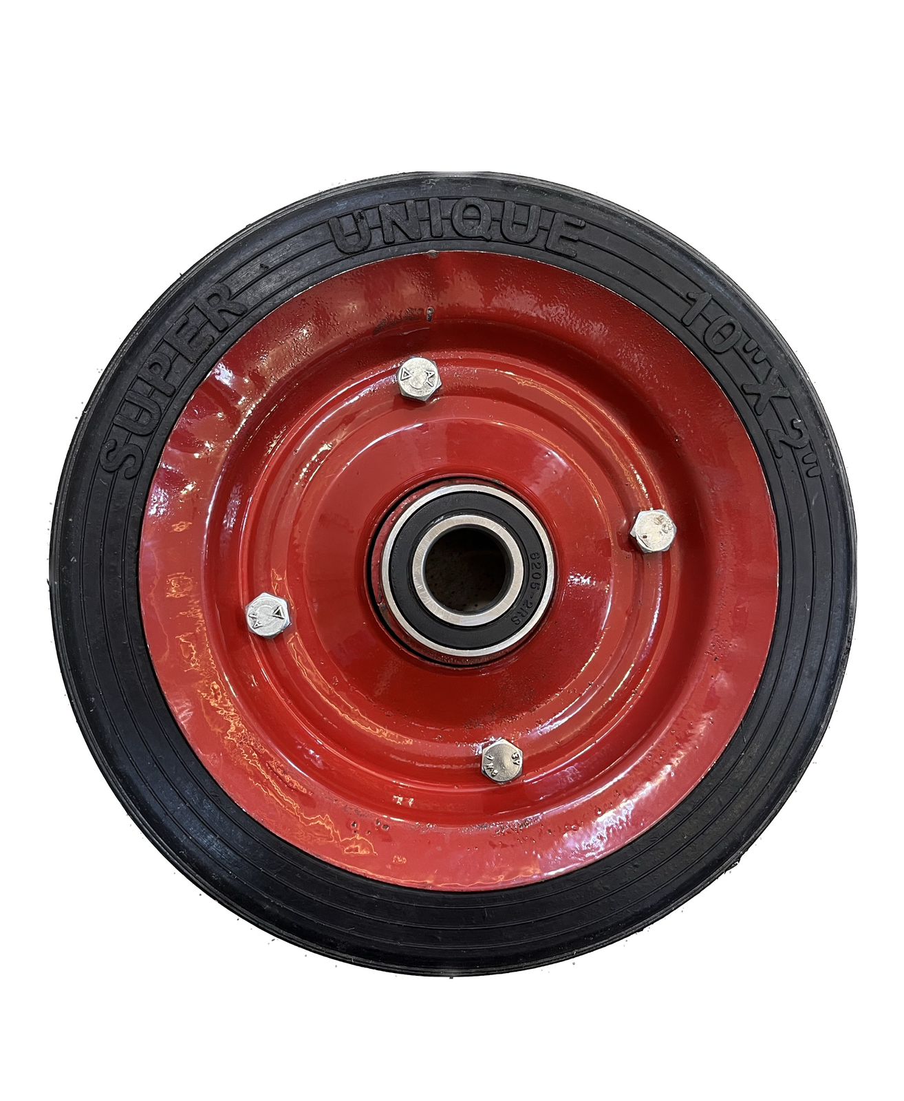 10×2 Plane Solid Rubber Wheel with 6205 Bearing / Tubeless | Cylinder Trolley, Hand Trolley & Utility Cart Use