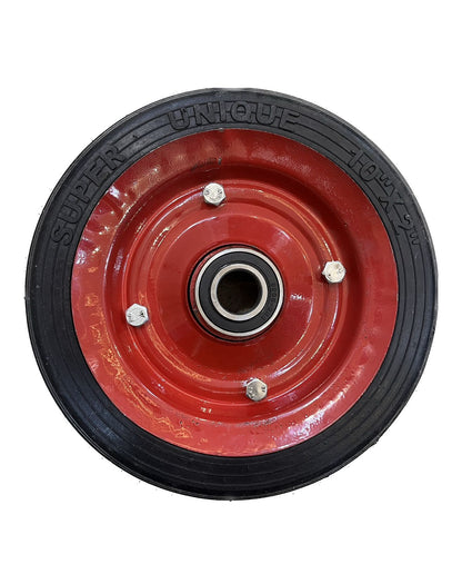 10×2 Plane Solid Rubber Wheel with 6205 Bearing / Tubeless | Cylinder Trolley, Hand Trolley & Utility Cart Use